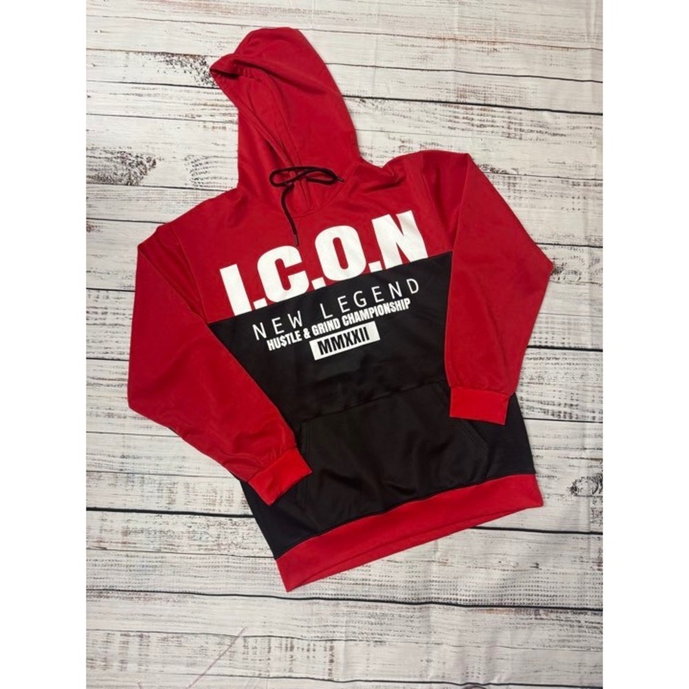 Sacred Crown I.CON Hoodie Mens 2XL Black Red New Legend Hustle Grind